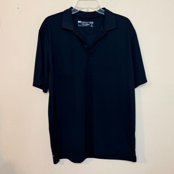 Ariat Tek Heat-Series Polo Shirt Mens Large black short Sleeve Golf Work - Picture 1 of 5